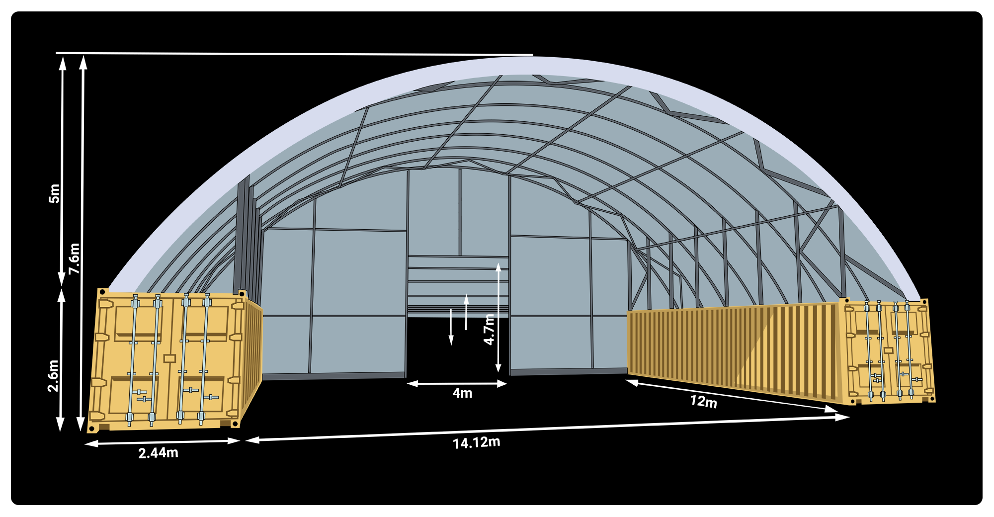14m x 40ft Jumbo Tough Shelter