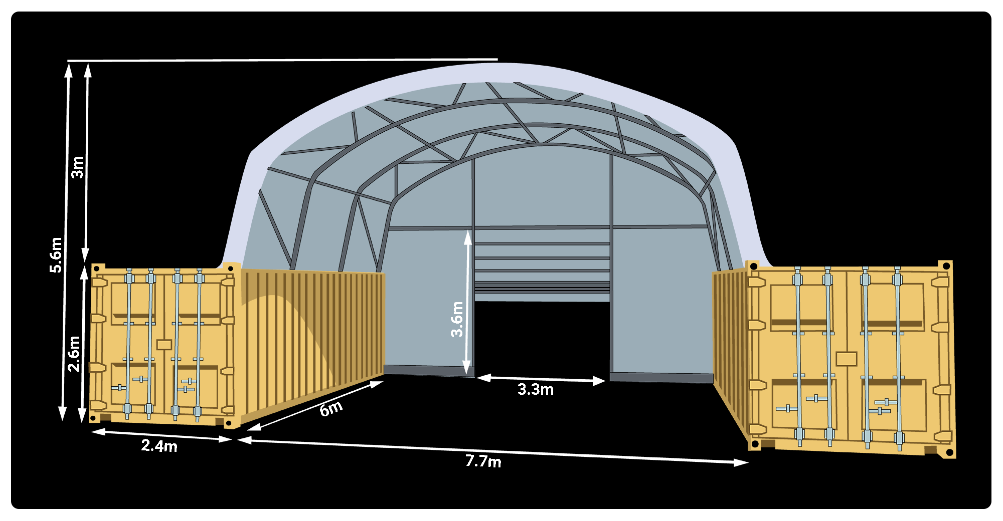 8m x 20ft Container Shelter