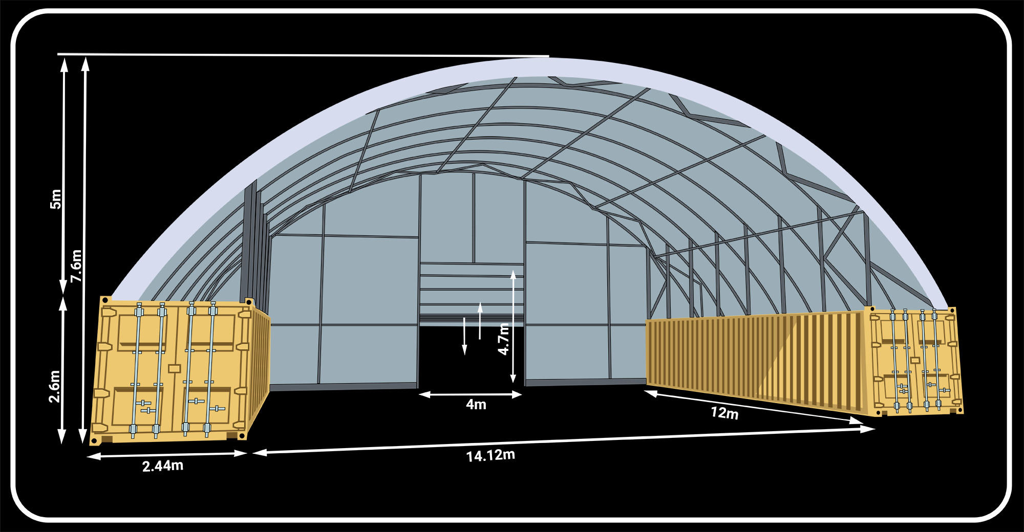 14m x 40ft Jumbo Tough Shelter